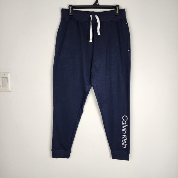 Calvin Klein Sleepwear Pants Navy Blue Lounge Joggers Cotton Blend Size M - Picture 3 of 9